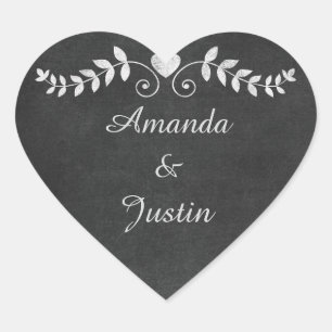 Chalkboard hart bruiloft gepersonaliseerde envelop sticker