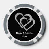 Chalkboard hart bruiloft poker chips gunst (Achterkant)