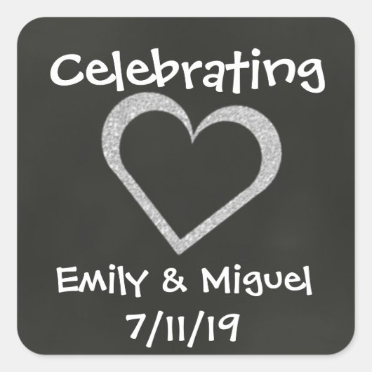 Chalkboard Hart Celebration Bruiloft Favor Sticker (Voorkant)