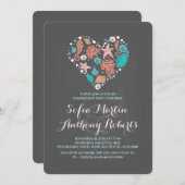 Chalkboard hart schattig strand verlovingsfeest kaart (Voorkant / Achterkant)