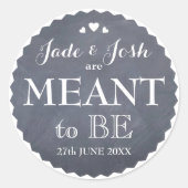 Chalkboard harten bruiloft bedoeld om gunst te zij ronde sticker (Voorkant)