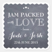 Chalkboard harten bruiloft gunst Jam Jar Sticker (Voorkant)