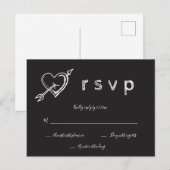 Chalkboard hartrustige bruiloft rsvp briefkaarten (Voorkant / Achterkant)
