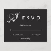 Chalkboard hartrustige bruiloft rsvp briefkaarten (Voorkant)