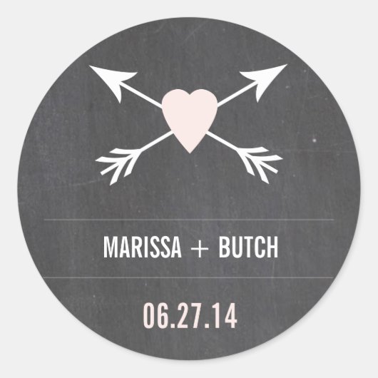 Chalkboard Heart + Arrow Wedding Stickers (Voorkant)