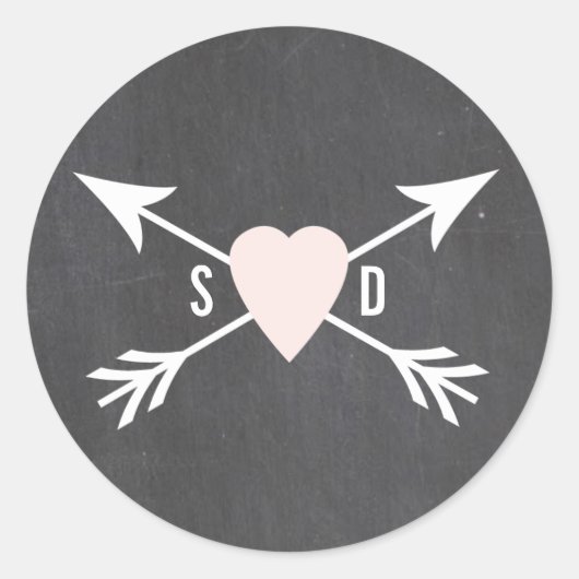 Chalkboard Heart + Arrow Wedding Stickers (Voorkant)
