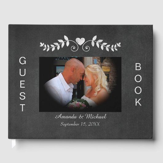 Chalkboard Heart Scroll Wedding Gastenboek (Voorkant)