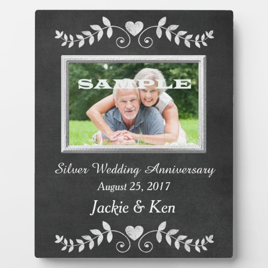 Chalkboard Heart Silver Jubileum Keepomwille Fotoplaat (Voorkant)