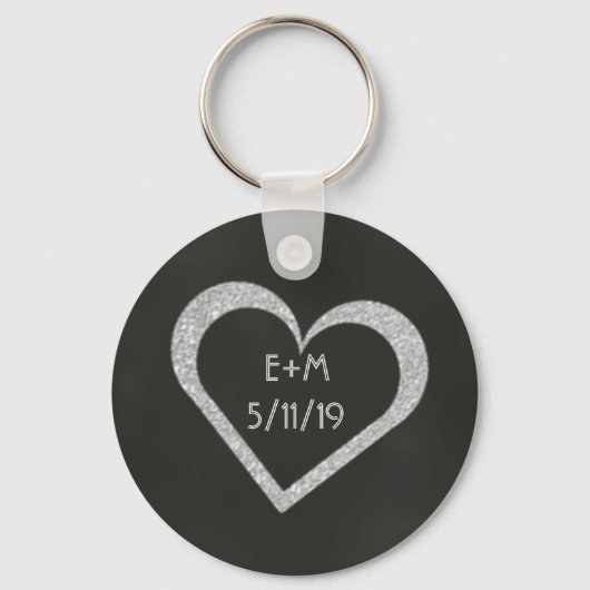Chalkboard Heart Wedding Favor Sleutelhanger (Voorkant)