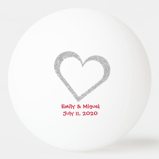 Chalkboard Heart Wedding Favoriet Ping Pong Ball (Voorkant)