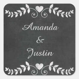 Chalkboard Heart Wedding gepersonaliseerd Vierkante Sticker
