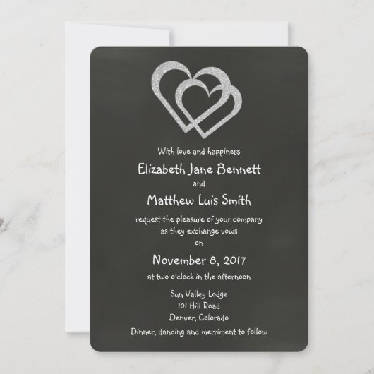 Chalkboard Heart Wedding Invitation Kaart (Voorkant)