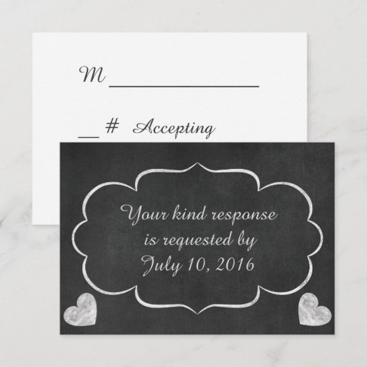  Chalkboard Heart Wedding RSVP (Voorkant / Achterkant)