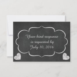 Chalkboard Heart Wedding RSVP Kaartje
