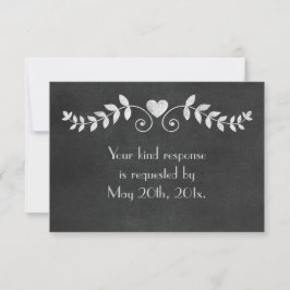 Chalkboard Heart Wedding RSVP Kaartje