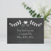 Chalkboard Heart Wedding RSVP Kaartje (Staand voorkant)