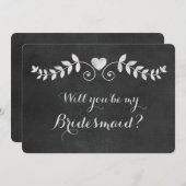 Chalkboard Heart Will You Be My Bridesmaid Kaart (Voorkant / Achterkant)