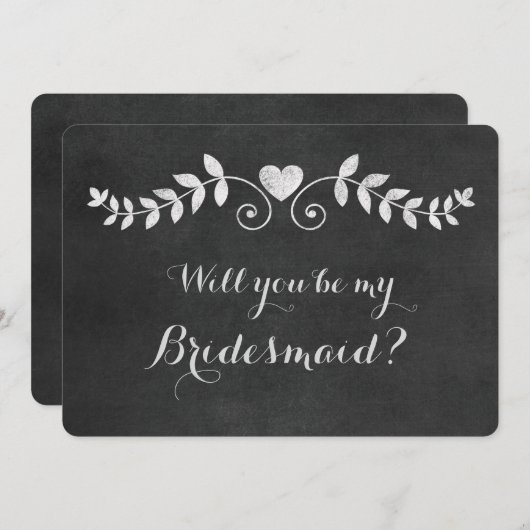 Chalkboard Heart Will You Be My Bridesmaid Kaart (Voorkant / Achterkant)