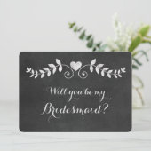 Chalkboard Heart Will You Be My Bridesmaid Kaart (Staand voorkant)