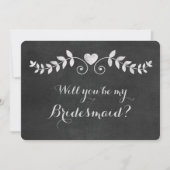 Chalkboard Heart Will You Be My Bridesmaid Kaart (Voorkant)