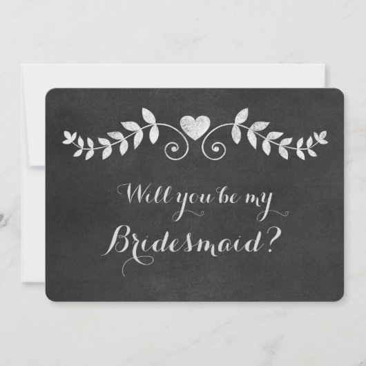 Chalkboard Heart Will You Be My Bridesmaid Kaart (Voorkant)