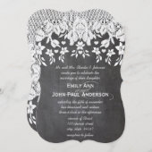 Chalkboard Hearts and Lace Elegant Wedding Kaart (Voorkant / Achterkant)