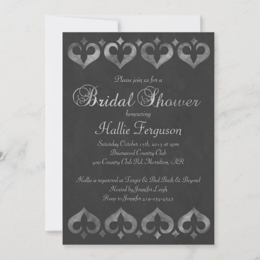  Chalkboard Hearts Bridal Shower Invitation Kaart (Voorkant)