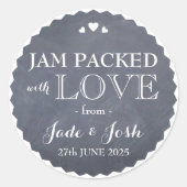 Chalkboard Hearts Bruiloft Favor Jar Ronde Sticker (Voorkant)