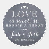 Chalkboard Hearts Bruiloft Favor Jar Ronde Sticker (Voorkant)