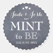 Chalkboard Hearts Bruiloft Munt Favor Round Ronde Sticker (Voorkant)