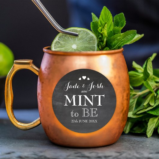 Chalkboard Hearts Bruiloft Munt Favor Sticker