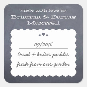 Chalkboard Hearts Food Gift Label Vierkante Sticke