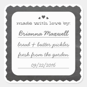 Chalkboard Hearts Food Gift Label Vierkante Sticke