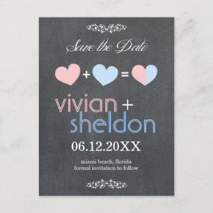 Chalkboard Hearts Wedding Save the Date Aankondigingskaart