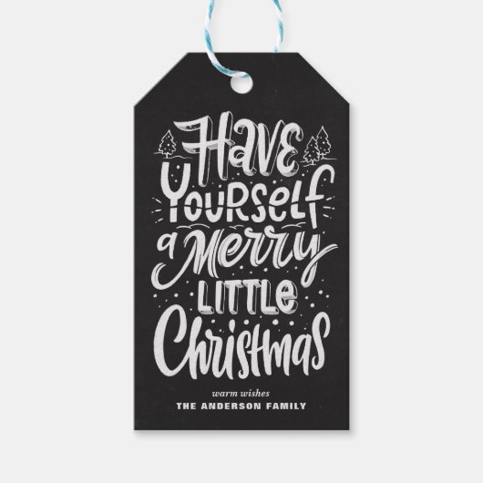 Chalkboard heeft jezelf een prettig kerstfeest cadeaulabel (Voorkant)