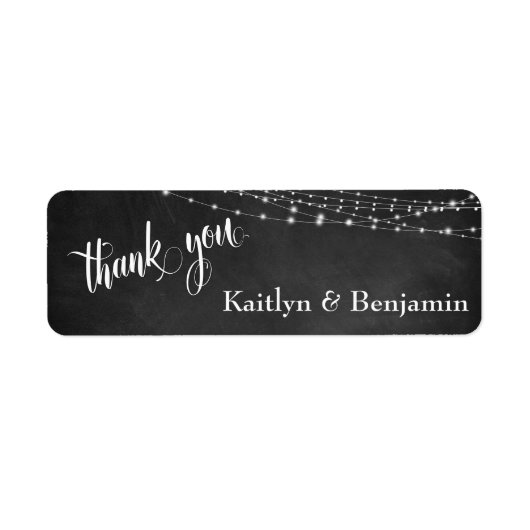 Chalkboard, heldere witte lichtstralen Dank u Etiket (Voorkant)
