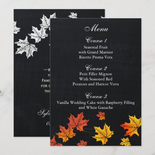  Chalkboard-herdenkingsmenukaarten Menu (Voorkant / Achterkant)