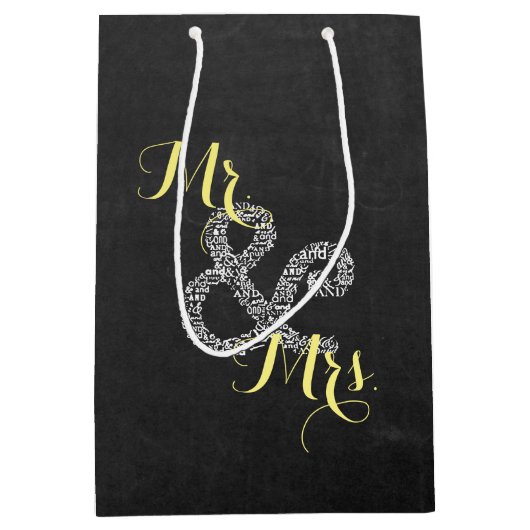 Chalkboard herfst bruiloft Mr. & Mrs Party Gift Ba Medium Cadeauzakje (Voorkant)