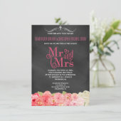 Chalkboard Herfst Floral Waterverf Wedding Invite Kaart (Staand voorkant)