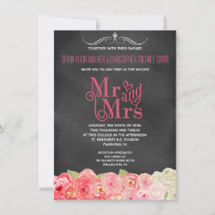 Chalkboard Herfst Floral Waterverf Wedding Invite Kaart