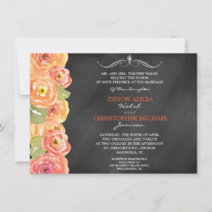 Chalkboard Herfst Floral Waterverf Wedding Invite Kaart