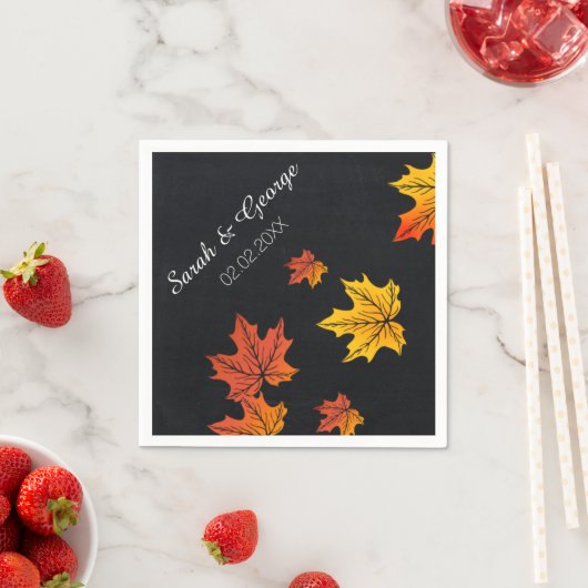 Chalkboard herfst gepersonaliseerde bruiloft serve servet (Insitu)