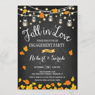 Chalkboard Herfst in Love Engagement Party Kaart