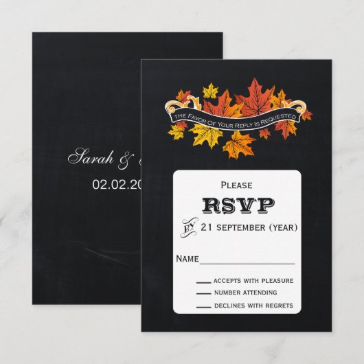  Chalkboard hertrouwt rsvp Kaartje (Voorkant / Achterkant)