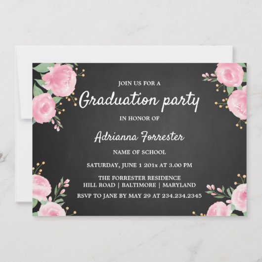 Chalkboard Het avontuur begint | Foto Afstuderen Kaart (Achterkant)