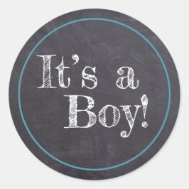 Chalkboard Het is een jongen! Aankondiging baby Ronde Sticker