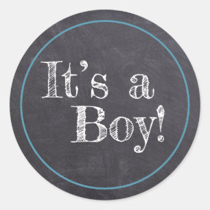 Chalkboard Het is een jongen! Aankondiging baby Ronde Sticker