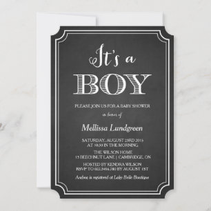 Chalkboard Het is een Jongen Baby shower Uitnodigi Kaart