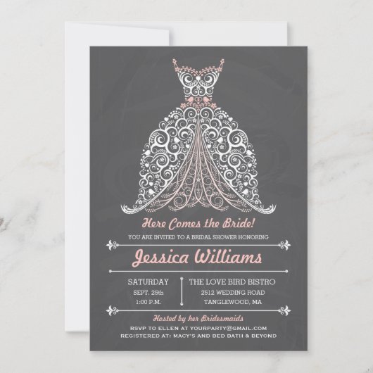 Chalkboard - Hier komt de Bride! vrijgezellenfeest Kaart (Voorkant)