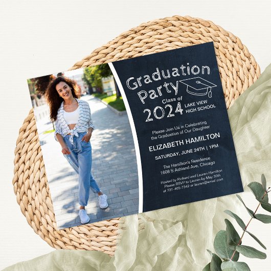 Chalkboard High School Photo Afstudeerder Party Bu